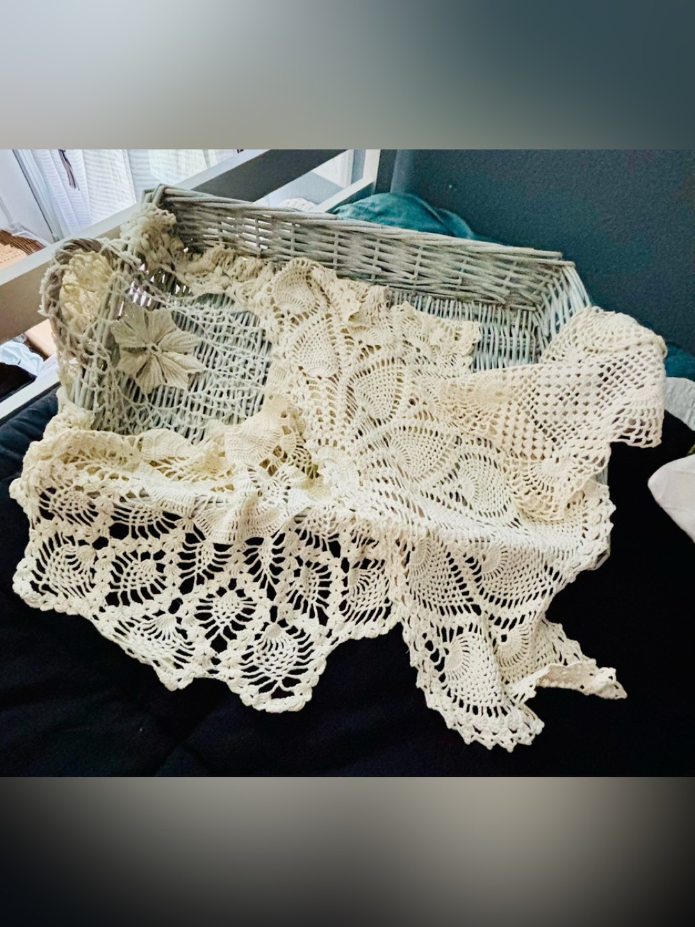 Lot of 4-Vintage Hand-Crocheted Cream Lace Doily or Table Runners.
